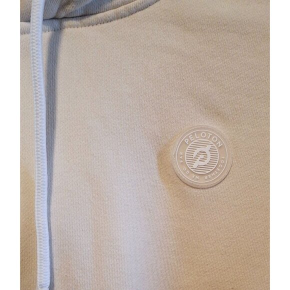 Peloton Logo Cream Pullover Hoodie L 100% Cotton Made In Vietnam - Picture 2 of 6